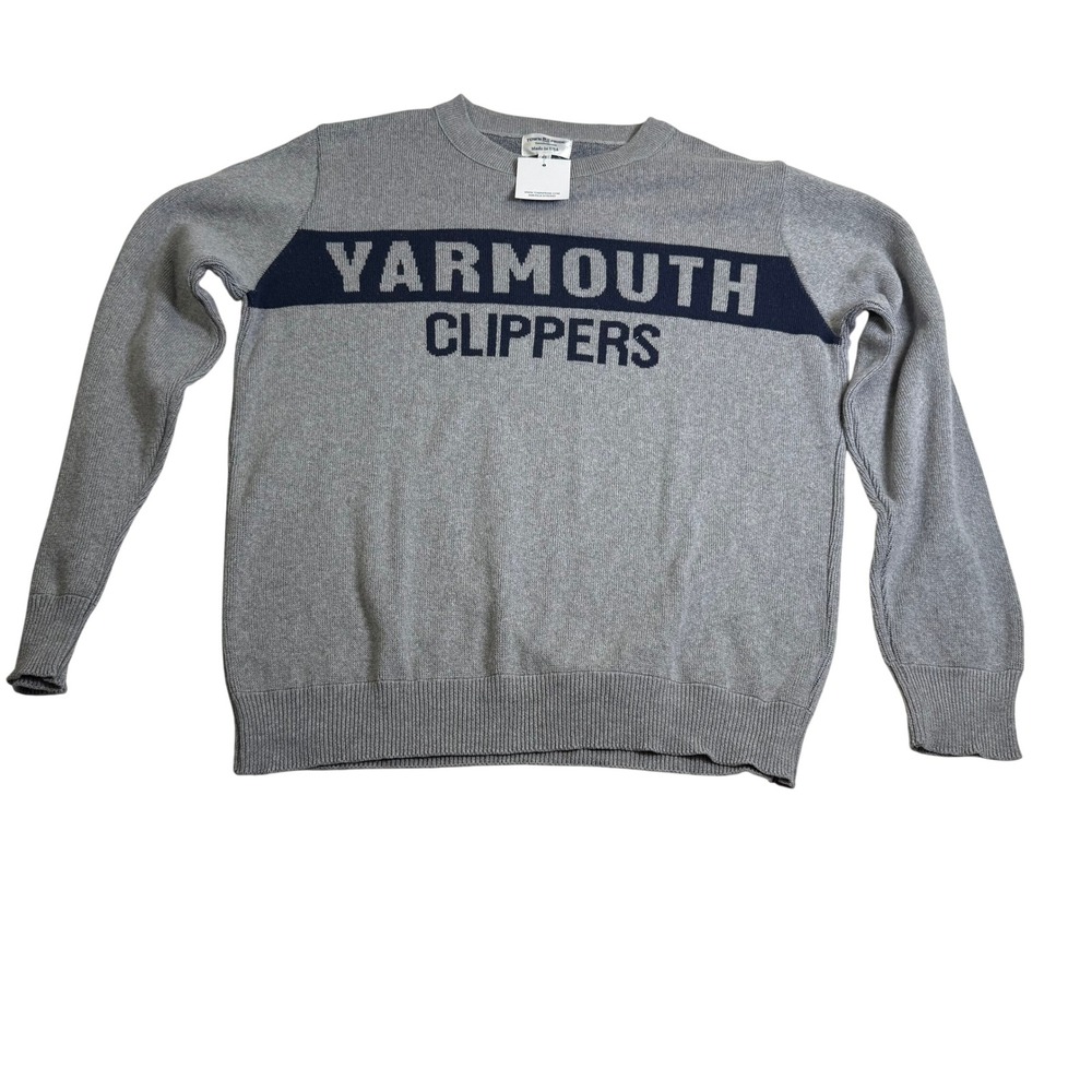 Town Pride Yarmouth Clippers Sweater Small Grey NWT Made in USA Crewneck Stripe